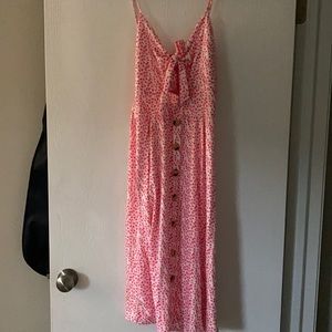 Pink floral midi dress